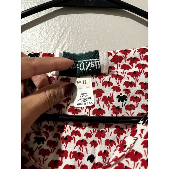 VINTAGE PATTY‎ O'NEIL RED/WHITE FLORAL DRESS SIZE 12 | U1 - Picture 3 of 7